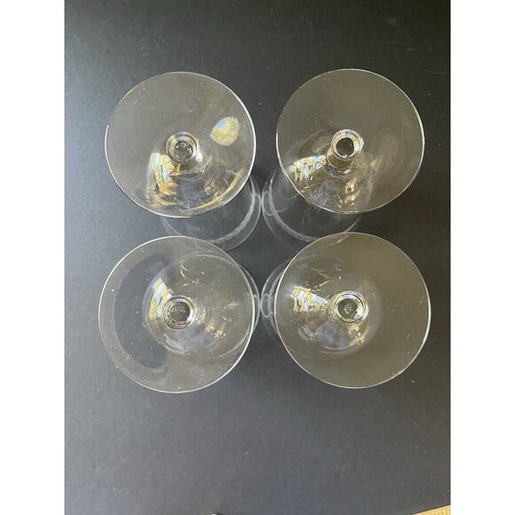 Vintage Floral Vine Etched Crystal Barware Wine Water Cocktail Glasses Set (4) - Picture 4 of 7